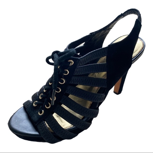 ANTONIO MELANI Shoes - Antonio‎ Melani Black Lace Up Peep-Toe Heel